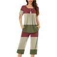 thumbnail image 2 of Teissuly Women Casual Round Neck Short Sleeve Blouse Fashion Pants Pajamas Suit, 2 of 5