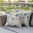 thumbnail image 3 of Outdoor Pillow Covers 20x20 Set of 2, Blue Beige Coastal Waterproof Patio Throw Pillow Covers for Couch Sofa Chair, Summer Beach Starfish Coral Nautical Rustic Pillowcases for Throw Pillows, 3 of 9