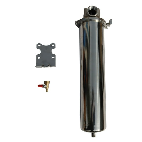 TECHTONGDA Corrosion-resistant 304 Stainless Steel with a drain valve Heavy-duty Filter Housing for 20"L cartridges 1.5"NPT w/bracket