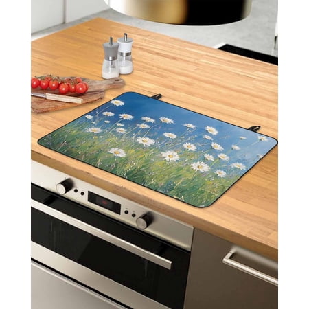 nqOlkjepod Large Induction Cooktop Protector Mat 24 x21 Spring Floral Stove Top Covers for Electric Stove Modern Oil Painting Farmhouse Botanical Stove Burner Cover Mats Glass Top Stove Cover