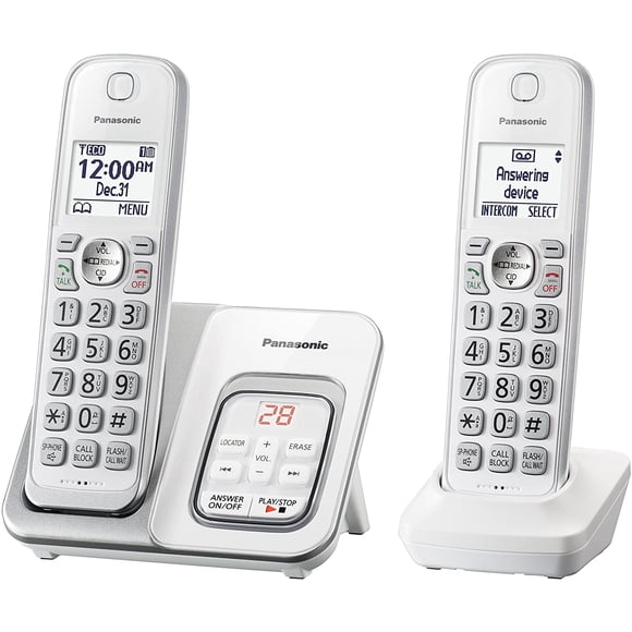 Panasonic DECT 6.0 Teléfono inalámbrico expandible con contestador automático y bloque de llamadas inteligente - 2 teléfonos inalámbricos - KX-TGD532W (Blanco)