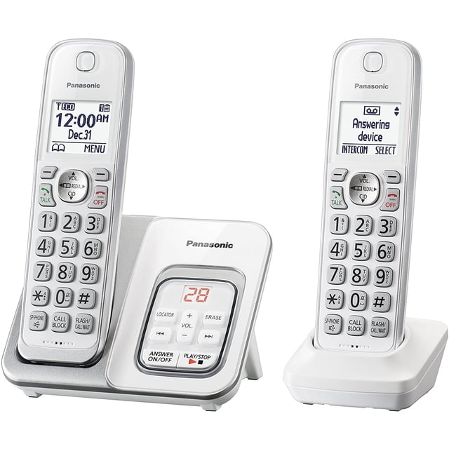 Panasonic DECT 6.0 Teléfono inalámbrico expandible con contestador automático y bloque de llamadas inteligente - 2 teléfonos inalámbricos - KX-TGD532W (Blanco)