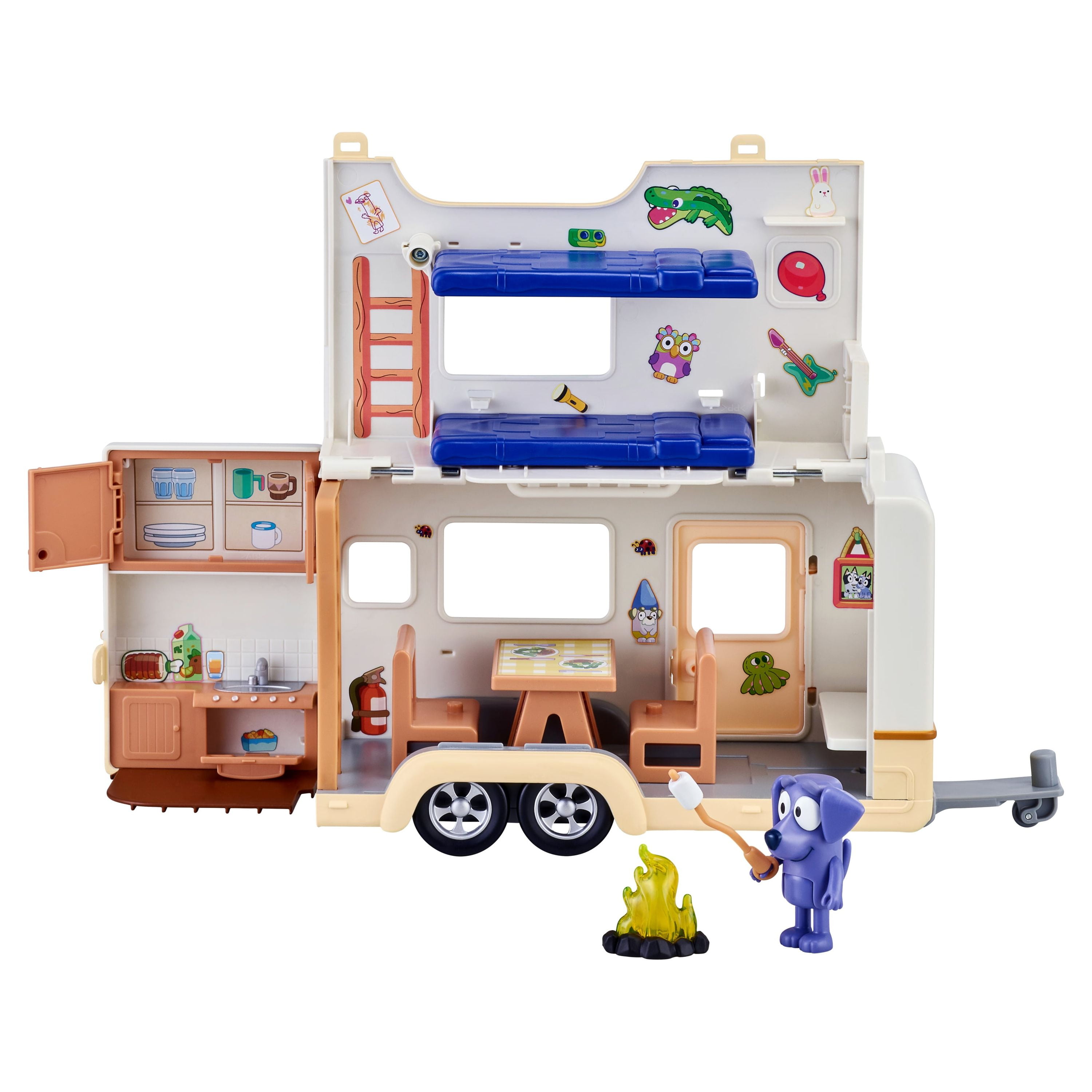 Bluey Campervan Playset with Jean Luc, 8 pc, Preschool, 3+