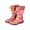Red, variant on Patchwork Stitch-Detail PU Leather Mid-Calf Women's Boot