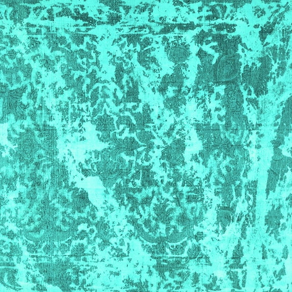 Ahgly Company Machine Washable Indoor Square Persian Turquoise Blue Traditional Area Rugs, 6' Square