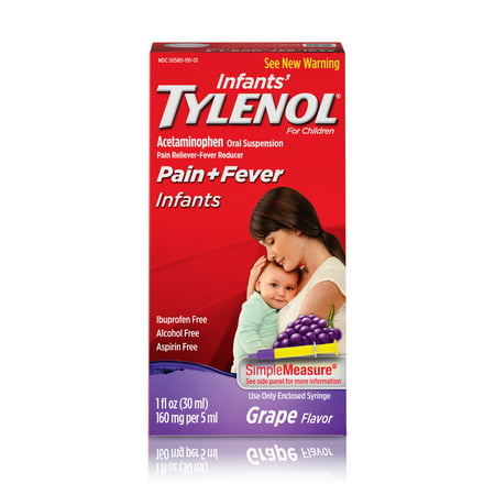 Infants' Tylenol Acetaminophen Liquid Medicine, Grape, 1 fl. (Best Cough Medicine For Babies)