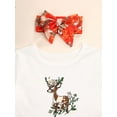 thumbnail image 5 of Seyurigaoka Christmas Kids Girls Deer Print Long Sleeve Round Neck Dress + Knotted Headband, 5 of 8