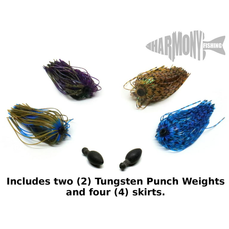 Harmony Fishing - Tungsten Skirted Punch Weight/Slither Rig MSS Kit [Pack  of 2] Modular Skirt System, 1 oz 2 Pack