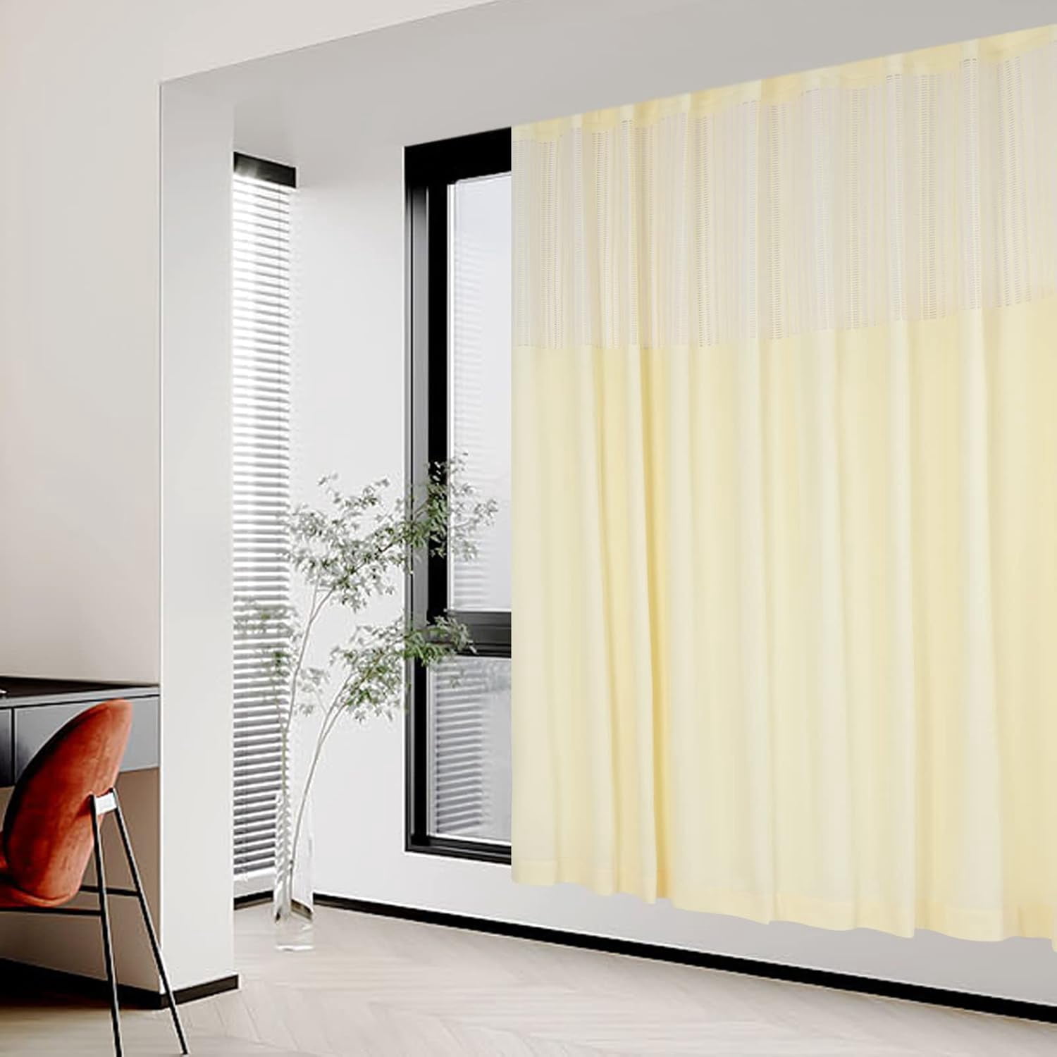 Room Divider Curtain, Privacy Cubicle Curtains with Mesh Top, 1 Panel, 9ft Wide x 8ft Tall Grommet Curtain Used in Beauty Salons, Schools