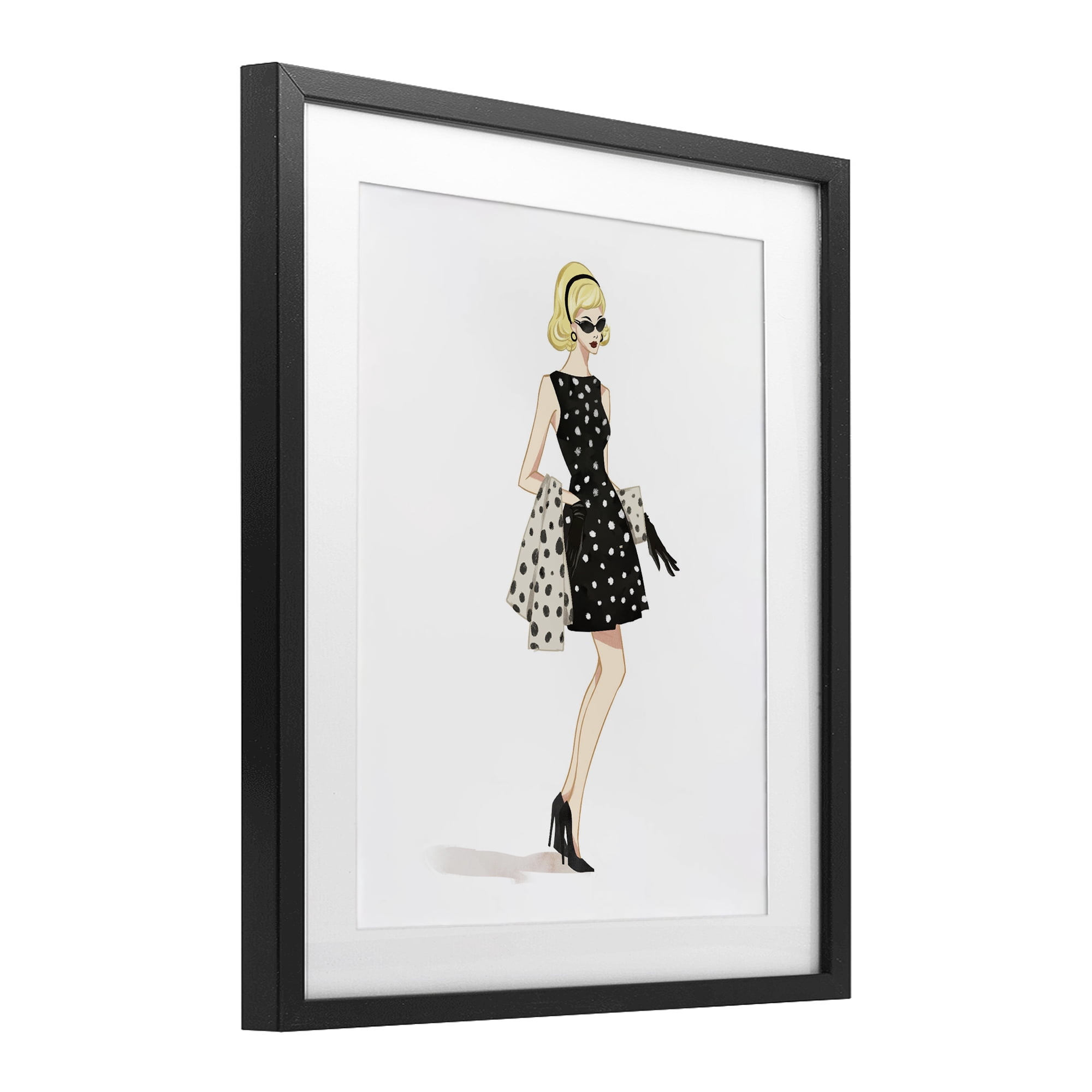 Stupell Industries Feminine Retro Fashion Black Framed Print Under Glass, design by Ziwei Li