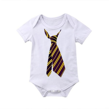 

Infant Baby Summer Tie Short Sleeve Cotton Romper Bodysuit Tops Clothes
