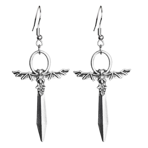 Punk Bat Swords Dangle Earrings Unisex Women/Men Ear Piercing Earrings Cosplay