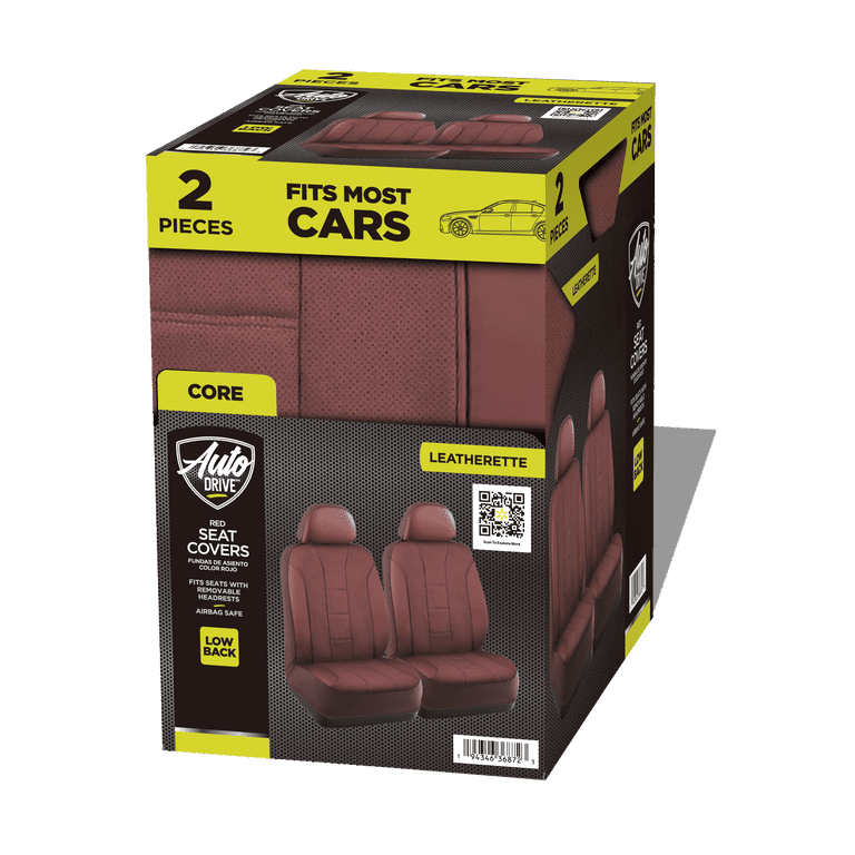 Perforated Faux-Leather Seat Covers, Red, 2-Piece photo 8