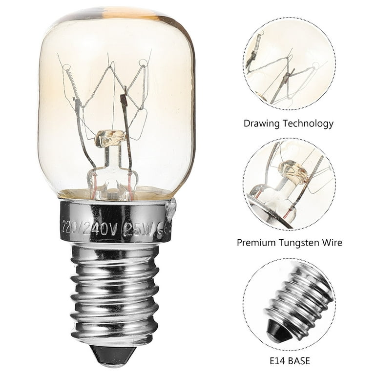  shuanghua 4 Pack Oven Light Bulb, E14 25W High Temp Degree  Resistant Microwave Lamp, 220-240V, 250 LM : Home & Kitchen