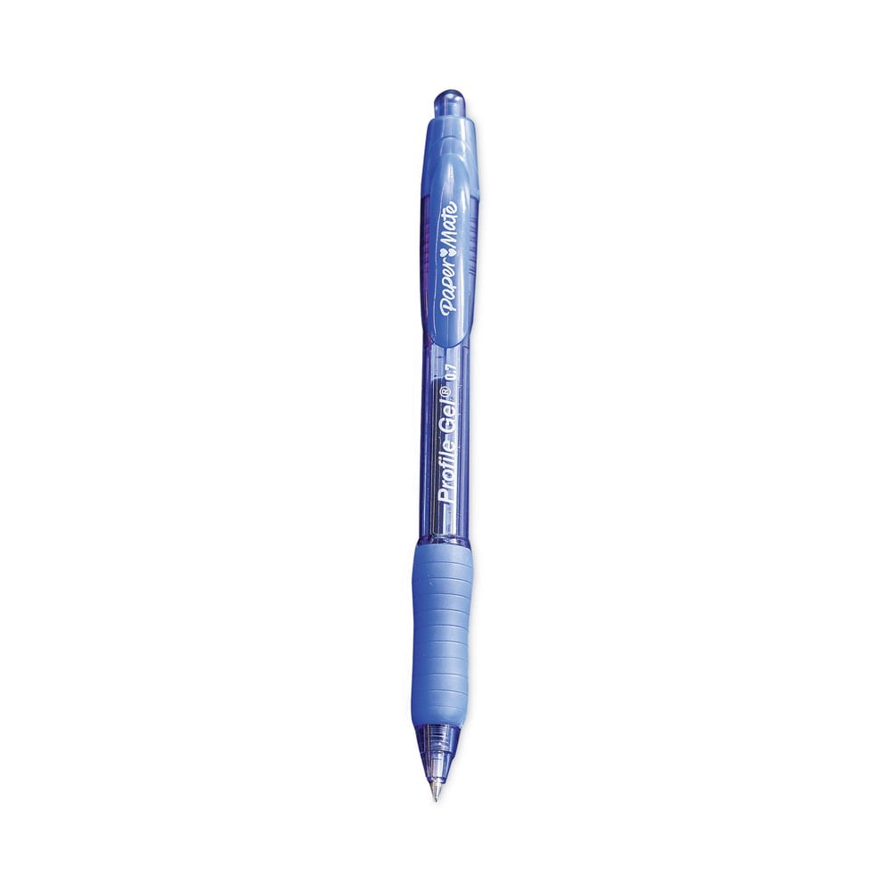 Paper Mate® Profile jel Retractable Pens, Fine Point, 0.5 mm, Blue Barrel, Blue , Pack Of 12 Pens