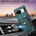 thumbnail image 2 of ShellTech Case for Google Pixel 8,Magnetic Leather Card Holder Wallet RFID-Blocking Case Shockproof TPU Ring Holder Kicsktand Cover with Wrist Strap,Green, 2 of 7