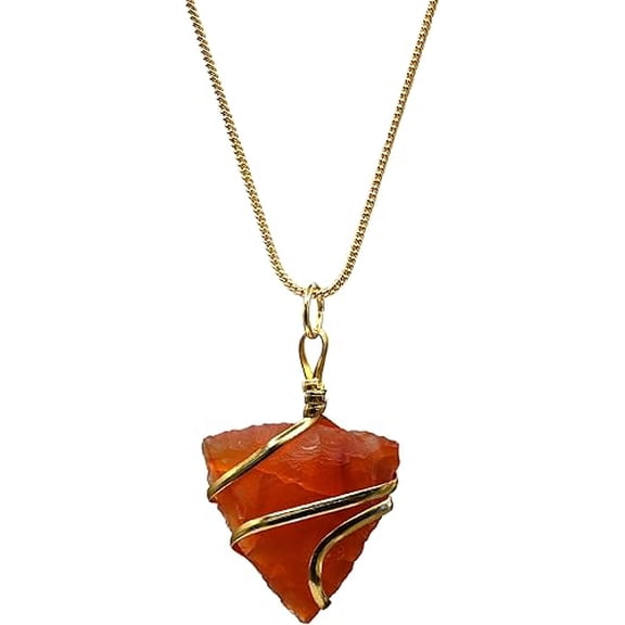 Carnelian Crystal necklace Raw Triangle (Gold)