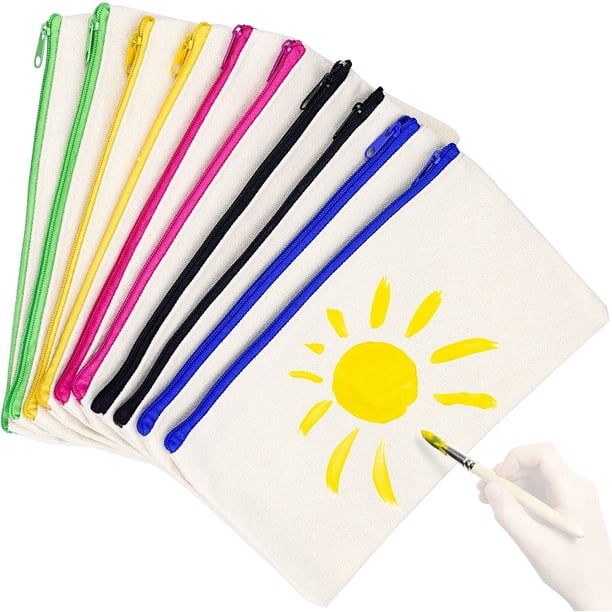 10 Piezas Estuche de Lápices de Tela Bolsas de Maquillaje de Lona Lona en Blanco de Bricolaje 21 x 12 cm Lote Bolsa de Tela, Se Puede Usar para Graffiti, Impresión Bolsa de Viaje Hecha a Mano de Bricolaje Multifuncional JM Rojo Verde