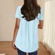 thumbnail image 4 of Camisetas Casuales de Mujer Cuello Redondo de Color Sólido con Diseño de Manga de Botón Ahuecado, Camiseta de Verano Ligera para Uso Diario, 4 of 9