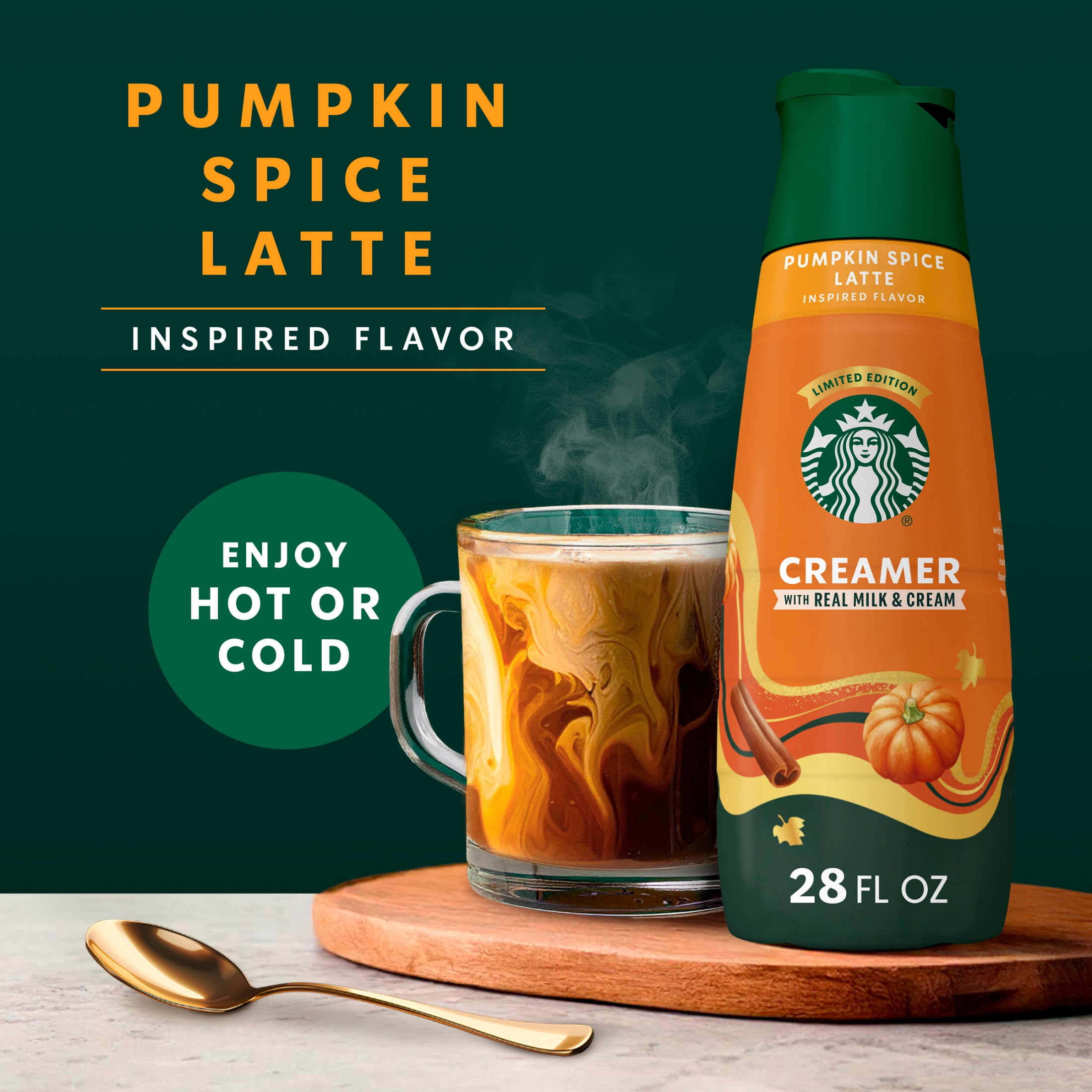 Starbucks Pumpkin Spice Latte Inspired Liquid Coffee Creamer, 28 fl oz Bottle