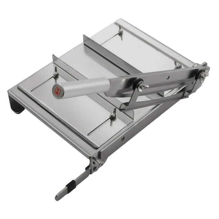 Miumaeov Manual Frozen Meat Slicer Stainless Steel Ham Cutting Machine Manual Meat Bone Cutter for Kitchen, Size: 34cm/13.5inch, Silver