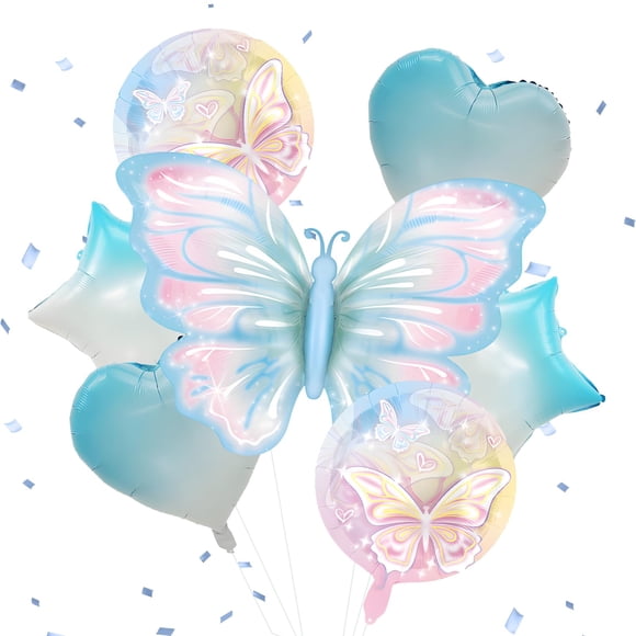 Set de globos en papel de aluminio con forma de mariposa antballena para fiestas