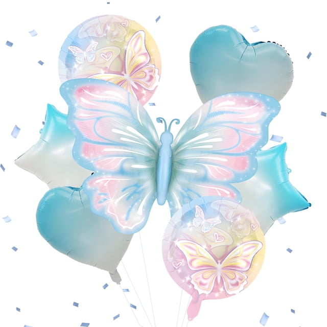 Set de globos en papel de aluminio con forma de mariposa antballena para fiestas