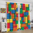 thumbnail image 4 of Building Blocks Toy Curtains, Abstract Contour Colorful Plastic Brick Geometric Print Pattern Window Treatment Drapes for Boy Girl Bedroom Playroom Set 2 Panels,63x72 Inches, 4 of 8
