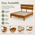 thumbnail image 4 of Zimtown Twin Size Bed Frame,Solid Rubber Pine Wood Platform Bed Frame, Bedroom Bed with Headboard, Brown, 4 of 12