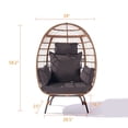 thumbnail image 3 of JINS&VICO Patio Lounge Egg Chair, Outdoor Wicker Chair with Steel Frame and Comfortable Cushions for Balcony, Backyard, Poolside, 440lb Weight Capacity, Dark Gray Cushion, 3 of 8