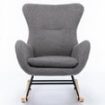 thumbnail image 3 of JINS & VICO Rocking Chair, Teddy Upholstered Accent Rocking Chair with Metal Frame & Solid Wood Leg and Tall Back, Single Padded Seat Armchair for Living Room Bedroom, Grey, 3 of 7