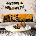 thumbnail image 2 of Halloween Decorations Throw Pillow Covers Set of 4 16x16 inch, Orange Pumpkin Moon Pillowcase Trick or Treat Cushion Couch Cover Ghost Short Plush Castle Farmhouse Fall Outdoor Cushion Cases, 2 of 6
