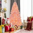 thumbnail image 3 of Patiojoy 7FT Pink Artificial Christmas Tree Pre-lit Hinged Snow Flocked Xmas Tree with 1200 Branch Tips 8 Lighting Modes, 3 of 10
