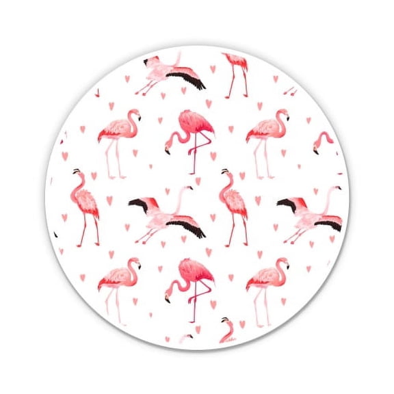 Pretty Flamingos Circle - 3" Vinyl Sticker - For Car Laptop I-Pad Phone Helmet Hard Hat - Waterproof Decal
