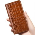 thumbnail image 2 of For Apple iPhone 7 8 X XS XR 11 12 13 14 15 Mini Pro Max Case Crocodile Genuine Leather Flip Cover Cases Red iPhone 14 Mini, 2 of 6