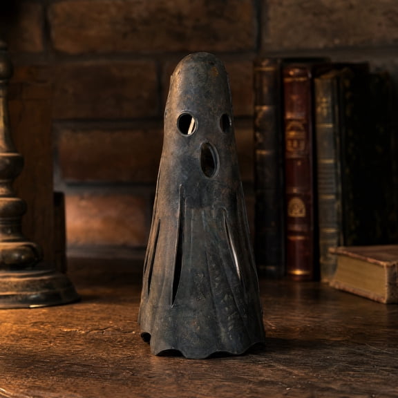 8" Halloween Ghost Decorations Metal Candle Holder Tealight Holder Hollow up Decorative Candle Lanterns Farmhouse Tabletop Centerpieces Home Decor Mantel Shelf Displays