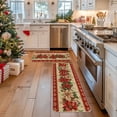 thumbnail image 4 of Sm:)e Poinsettia Christmas Kitchen Rugs and Mats, 17x29Inch and 17x47 Inch, Non Slip Linen Mat Inside Washable for Porch Patio Hallway, 4 of 7