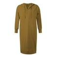 thumbnail image 4 of RYKJLWY Dresses for Women 2024 Women's Fall Pullover Long Dress Pocket Sweatshirt Casual Drawstring Clothing Solid Color Long Sleeve Hooded Tops Sweatshirt Dress Wedding Guest Dress (Yellow,XXL), 4 of 8