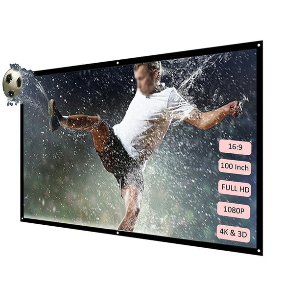 Amdohai 100-inch 16:9 Projector Screen Portable HD Projection Screen Foldable Wall Mounted for Home Theater Office Movies Indoors Outdoors