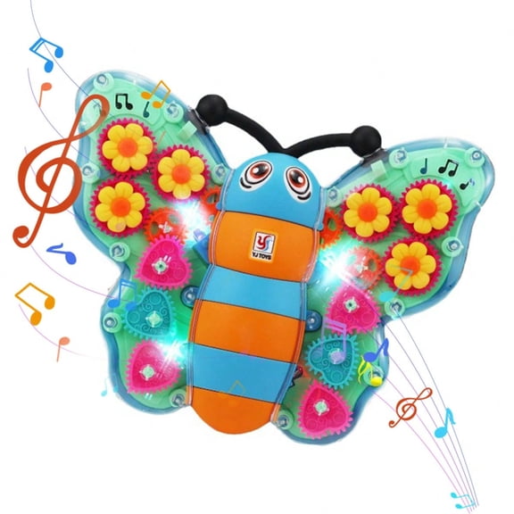 LED Light Up Musical Crawling & Spinning Butterfly Car Toy - Interactive Sensory Early Learning Baby Toy for Newborn & 2 Years Old, Infant Toys, Baby Stuff & Baby Boy Gifts for Kids Boys Girls Indoo