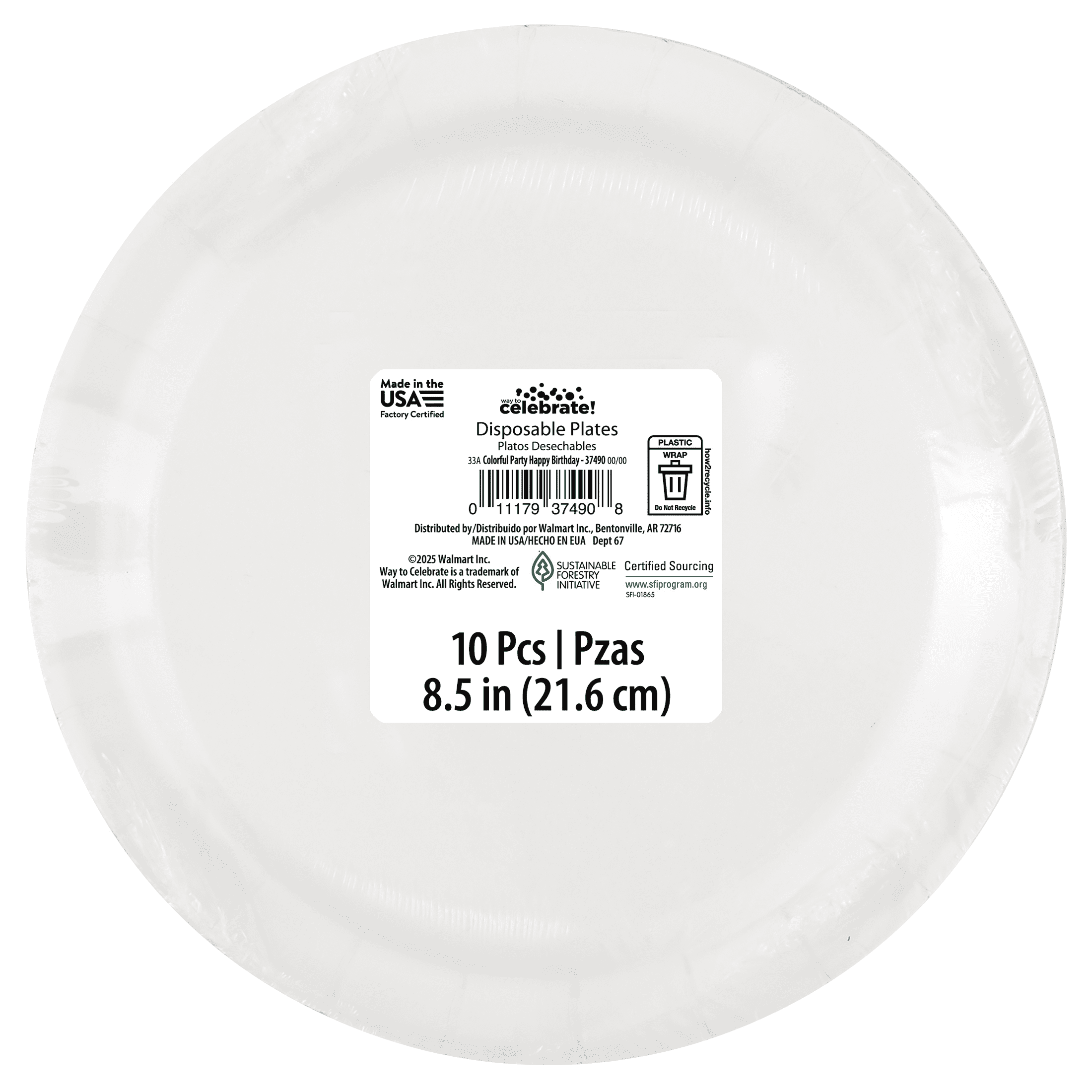 10 Count 9IN Colorful Party Multicolor Disposable Dinner Plates by Way to Celebrate