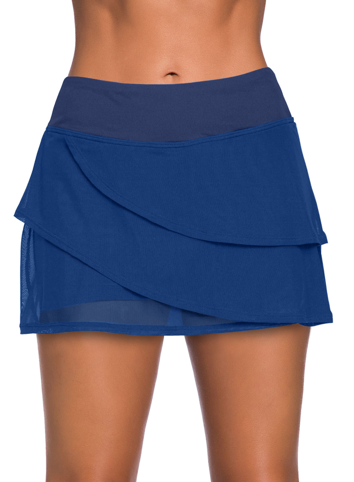 Rosfancy Womens Swim Skirts Waistband Layered Ruffle Swimdress BuiltIn