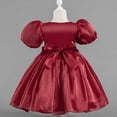 thumbnail image 3 of Favoffer Girls' Puff-Sleeve Princess Dress - Solid Color Back Zip, Party/Wedding/Occasion, Toddler 1-5Y, Kid Gift 6-9Y, 3 of 4