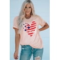 thumbnail image 2 of ABPHQTO Camiseta de cuello redondo con estampado de forma de corazón con patrón de bandera de EE. UU. rosa para mujer, 2 of 5