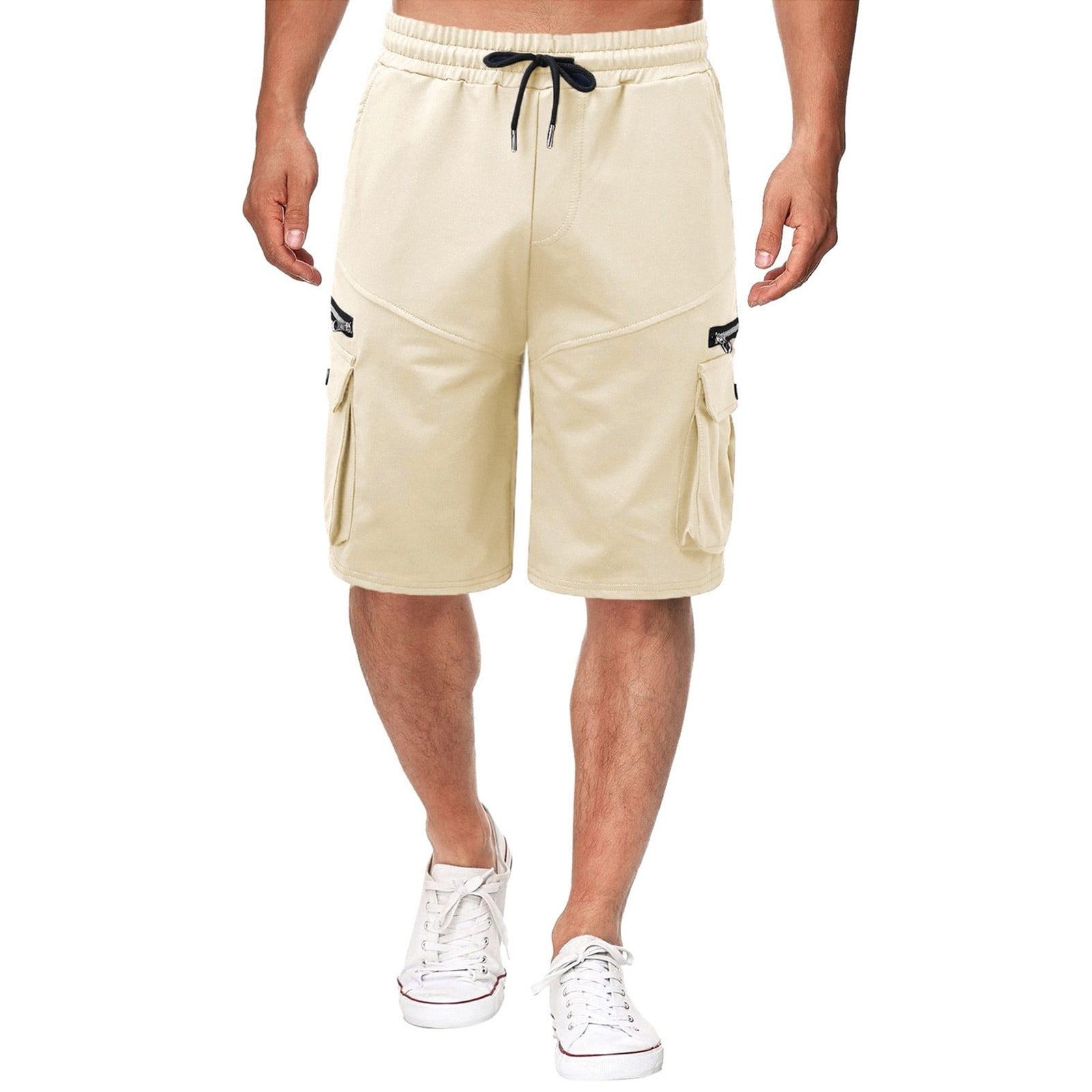 nsendm Mens Shorts Adult Male Shorts Half Pants for Men Multi Pocket Cotton Pants Summer Zipper Casual Overalls Men s Five Point Men s pants Men 15763 Khaki 3XL Walmart