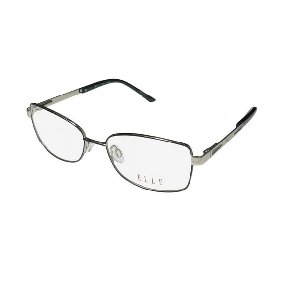 NEW ELLE 13452 WOMENS/LADIES RECTANGULAR FULL-RIM BLACK CLASSIC SHAPE LATEST SEASON AFFORDABLE HIP FRAME DEMO LENSES 52-16-135 SPRING HINGES EYEGLASSES/EYEGLASS FRAME