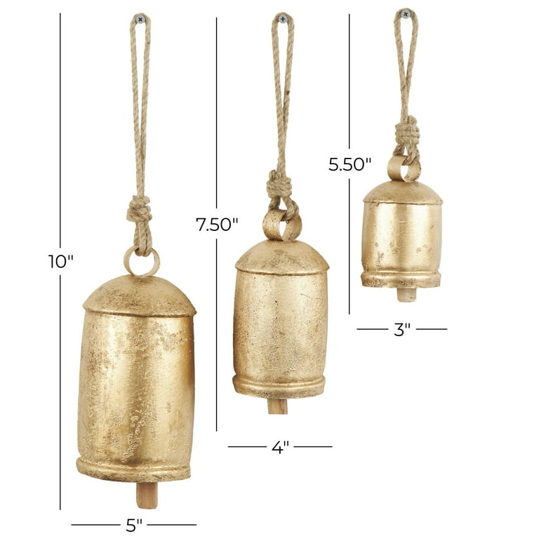 DecMode Gold Metal Tibetan Inspired Decorative Hanging Bell Chime