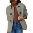 thumbnail image 5 of Lovskoo Women's Sherpa Oversized Solid Winter Faux Coats Long Sleeve Round Neck Color Block Button Pockets Fleece Jacket Casual Trendy Outerwear B-Gray, 5 of 8