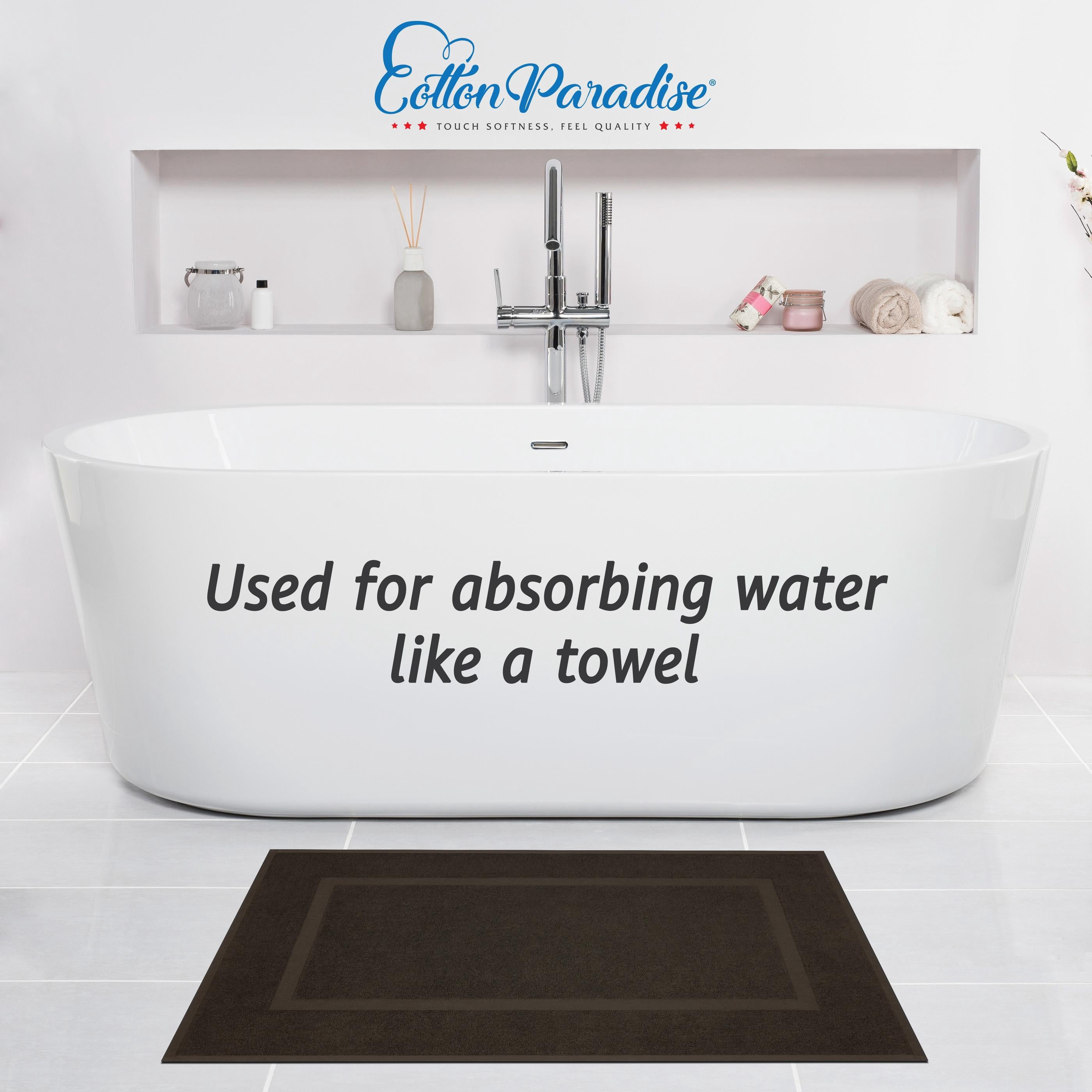 Cotton Paradise 100% Cotton Bath Mats for Bathroom Floor Set of 2 Pack, 20x34 Soft Absorbent Washable Quick Dry Tub Bathmat, Brown