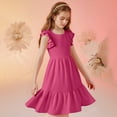 thumbnail image 5 of Girls Dresses Summer Casual Cute Flowy Dress Ruffle Short Sleeve Solid Swing Dresses, 5 of 9